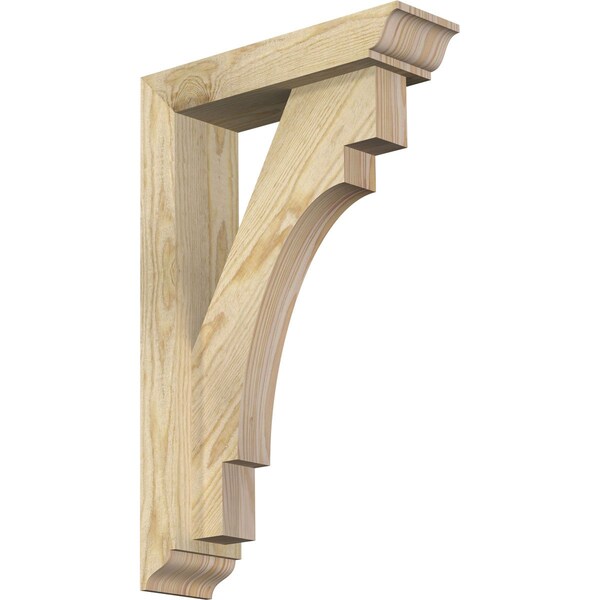 Ekena Millwork Merced Traditional Rough Sawn Bracket w/ Offset Brace, Douglas Fir, 4"W x 14"D x 22"H BKT0402X14X22MRC01RDF - main